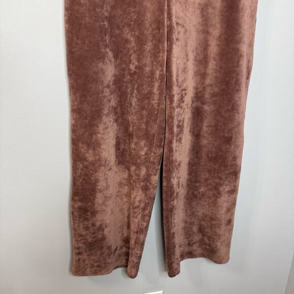 J Jill Pure Crushed Velvet Velour Full Wide Leg Pull On Pant Rose Taupe Soft L - Picture 3 of 10